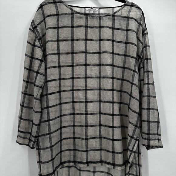 John Mark Shirt Top Womens Small Beige Boxy Knit Minimalist Casual Flowy - Picture 3 of 13